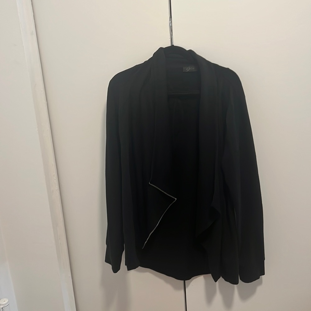 Black sweater zip up blazer